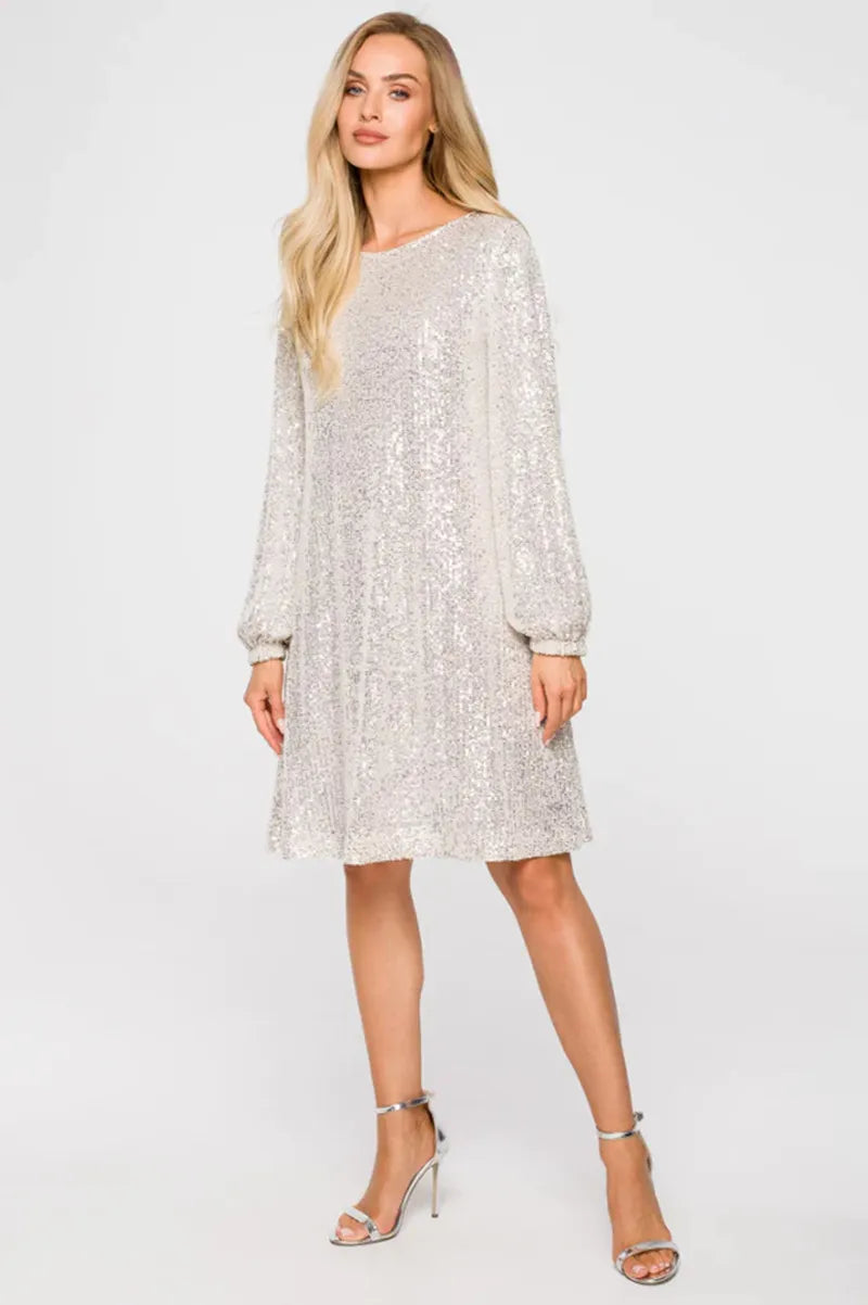 Glittering Beaded Dress For Holiday Party