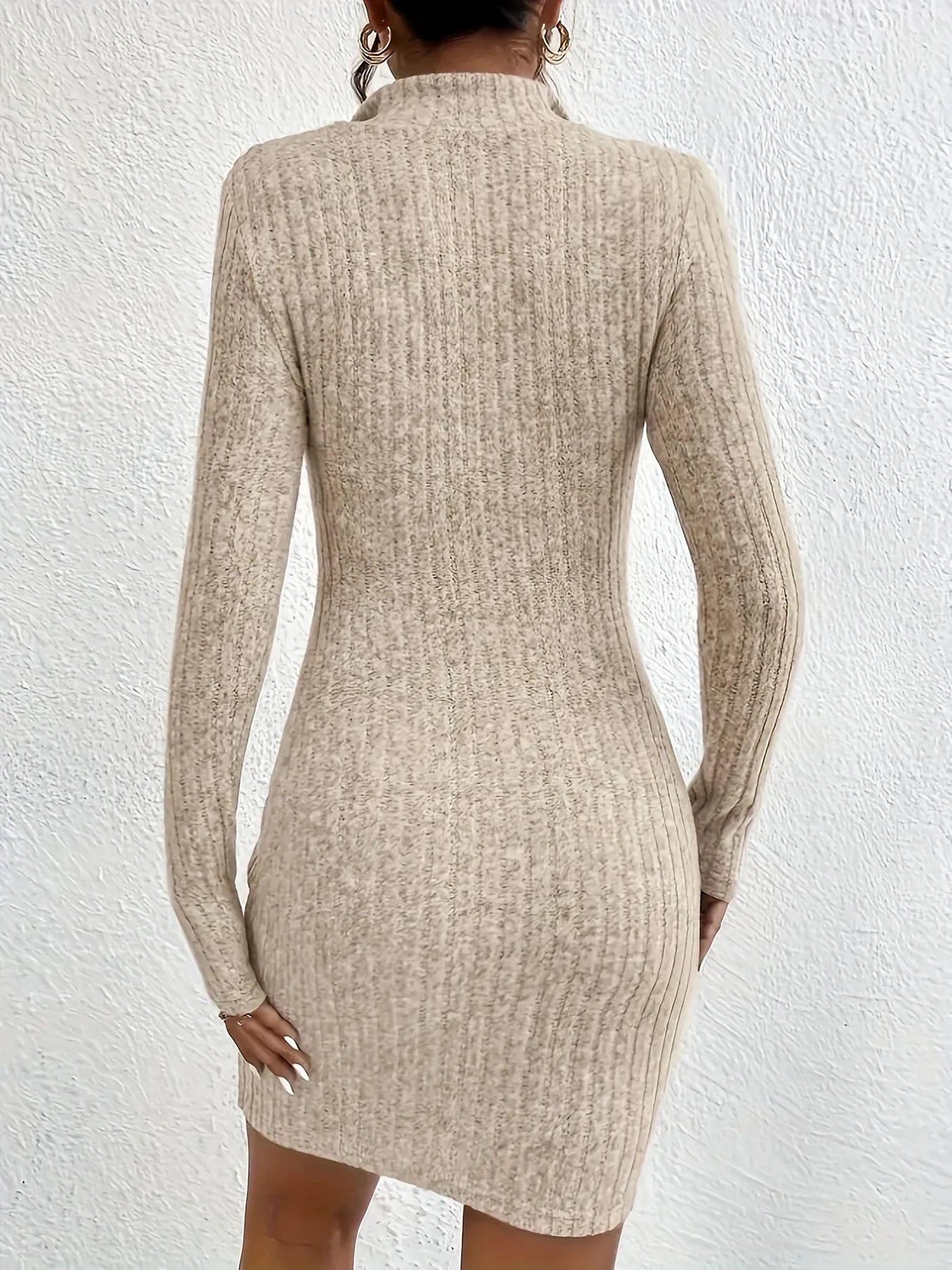 Slim Fit Slimming Zipper Lapel Sheath Dress