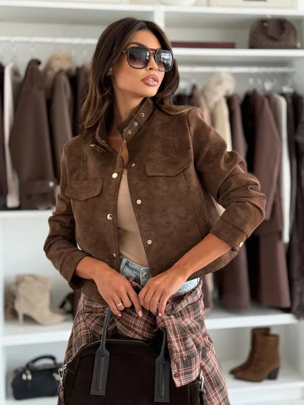 Women's Zipper Short Chic Suede Jacket