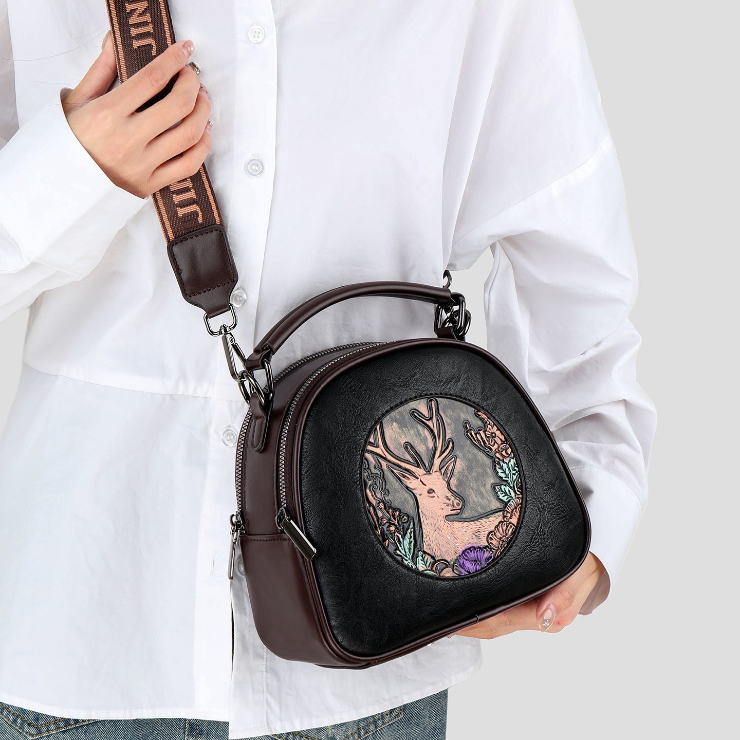 Retro Embossing Large Capacity Women's Handbag All-matching