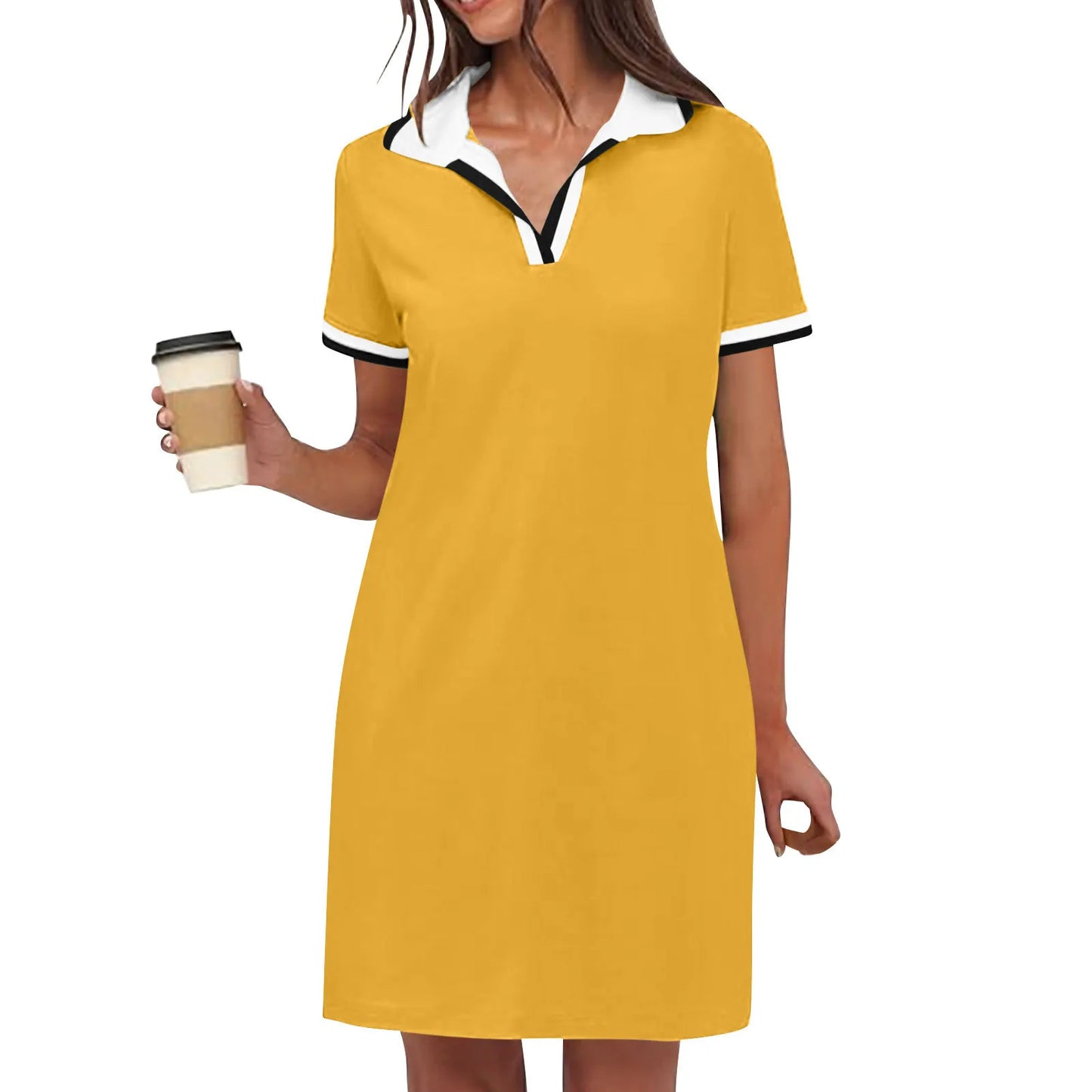 Women's Pure Short Sleeve V-neck Casual Dress
