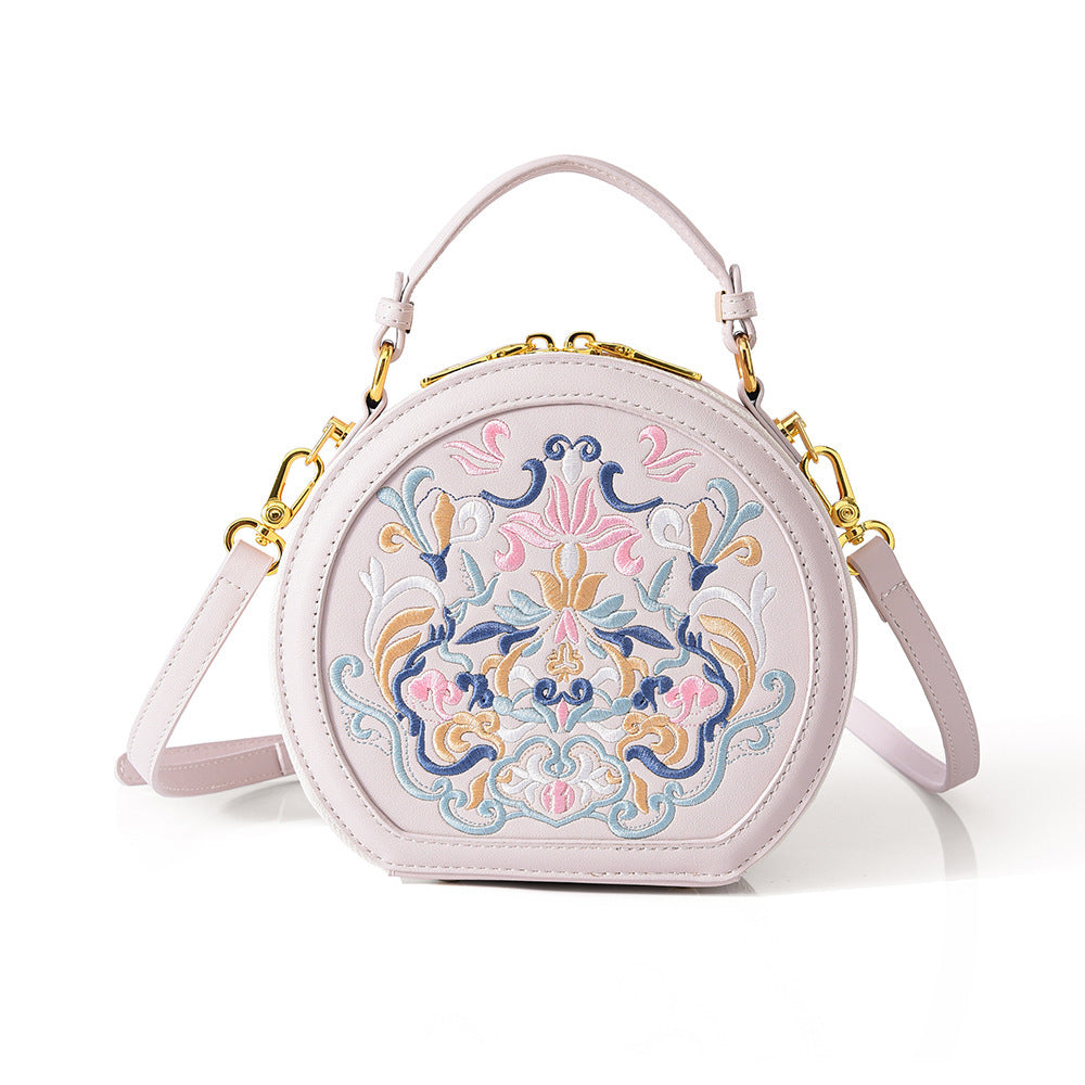 Literary Shoulder Bag National Style Small Crossbody Round Bag