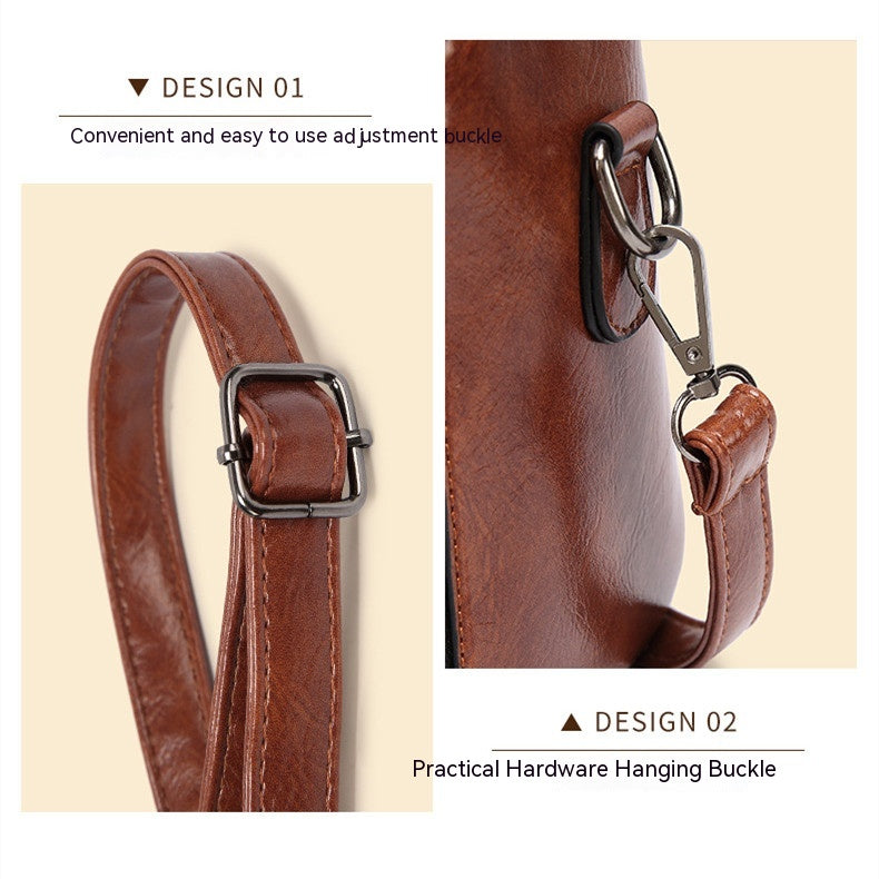 High-grade Portable Women's Large Capacity Korean Style Versatile Retro Simple Shoulder Messenger Bag