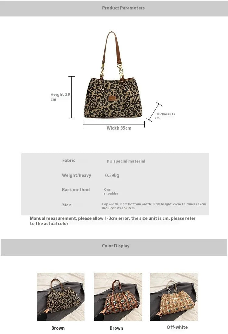 All-match Leopard Print One-shoulder Underarm Women's Bag Sense Large Capacity Totes