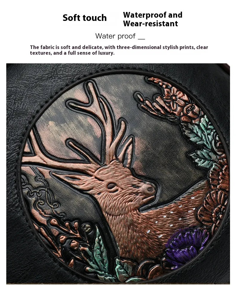 Retro Embossing Large Capacity Women's Handbag All-matching