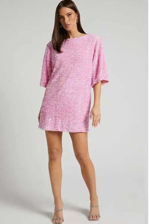 Women's Simple Casual Shoulder Beaded Dress