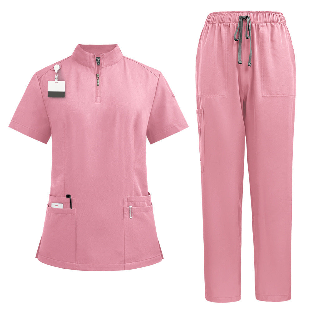 Stand Collar Zipper Doctor Nurse Work Uniforms Suit