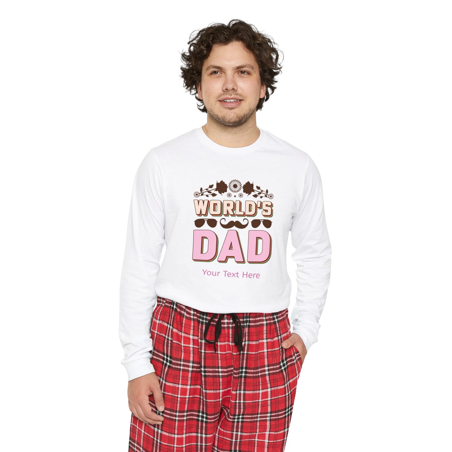 Men's Long Sleeve Pajama Set - Personalize With DAD Messages