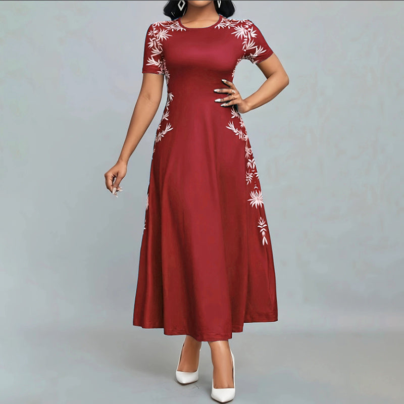 Women's Elegant Short Sleeve Maxi Dresses Casual Empire Waist Long Dress-FREE USA SHIPPING