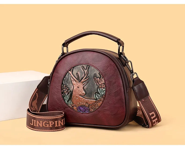 Retro Embossing Large Capacity Women's Handbag All-matching