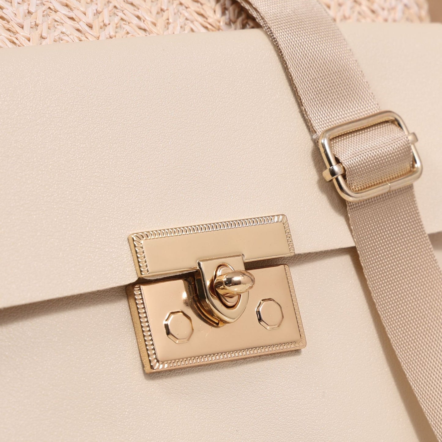 Straw Shoulder Bag Solid Color Crossbody