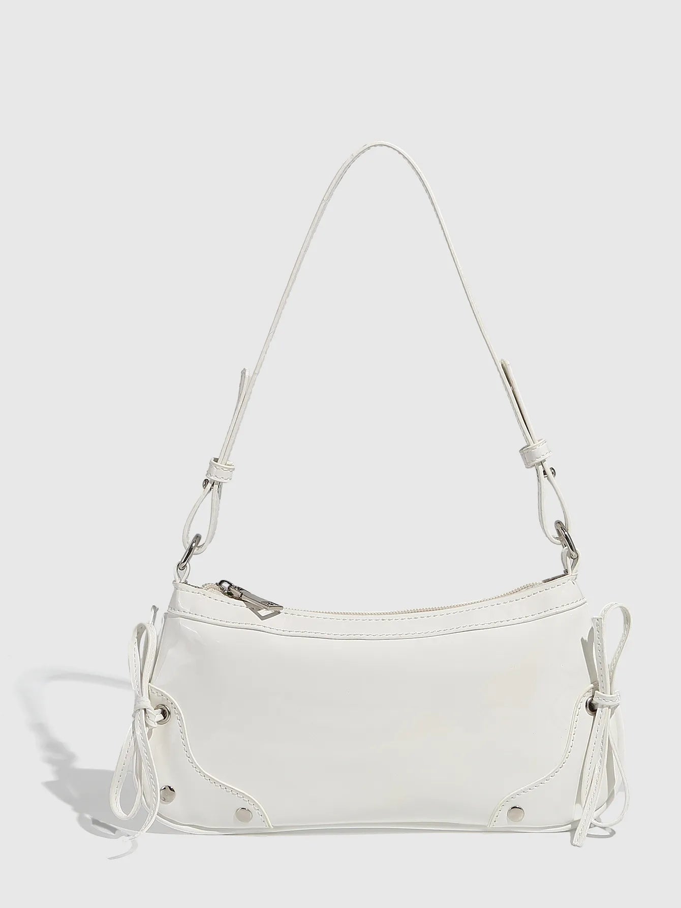 Solid Color Underarm Bag Shoulder Bag Double Bow Small Square Bag