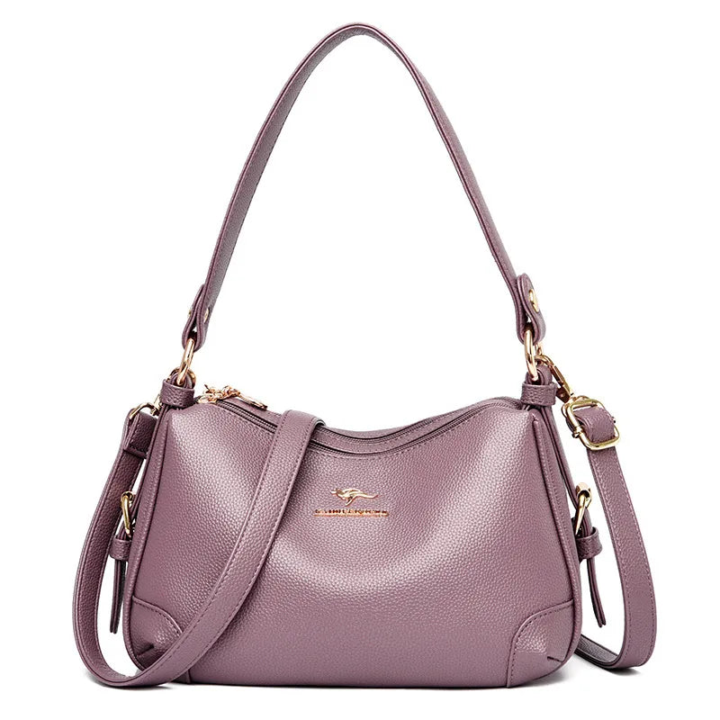 Women's Bags, Solid Color Bags, Ladies Fashion Soft Leather Large-capacity One-shoulder Messenger Bag