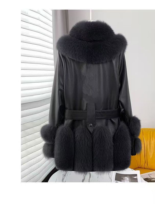 Fashion Thick Mid-length Leather Fur Coat