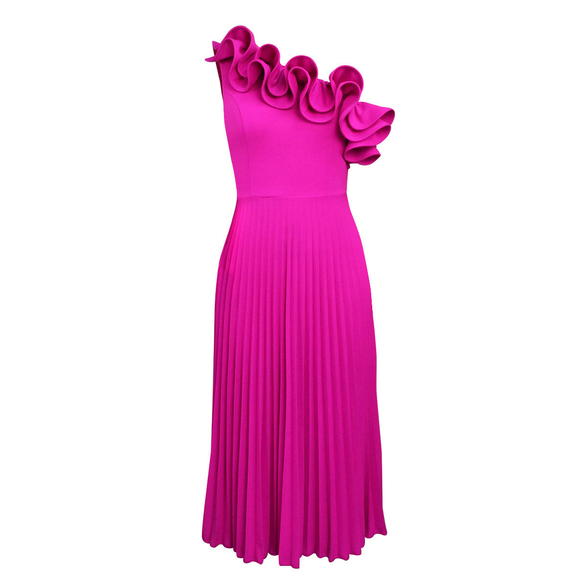 Women's Fashion Shoulder Diagonal Collar Dress