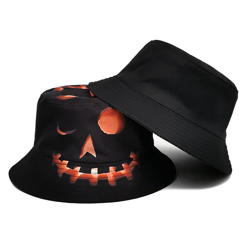 Halloween Hats Creative Cartoon Pumpkin Grimace Printed Sun-shade Fisherman Hat