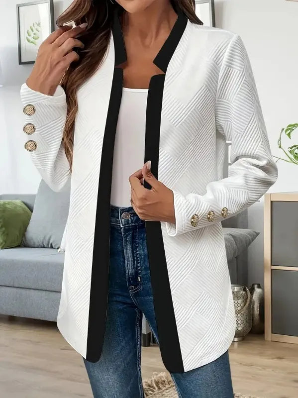 Fashionable Color-blocked Gold Cufflinks Jacket And Suit For Women