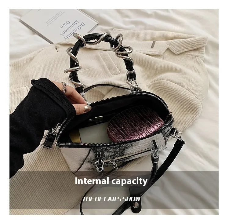 European And American Fashion Stone Pattern Personality Retro Easy Matching Portable Crossbody Shell Bag