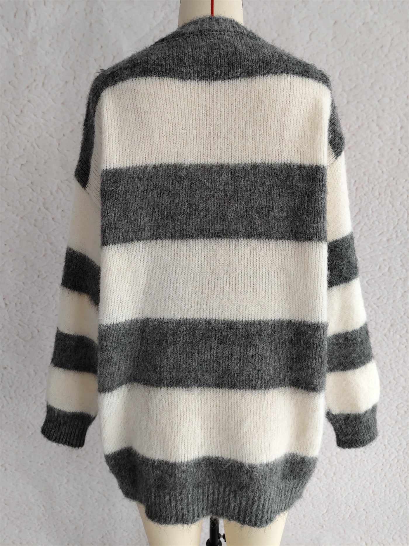 Striped Color Block Knitted Round Neck Chic Casual Loose Sweater