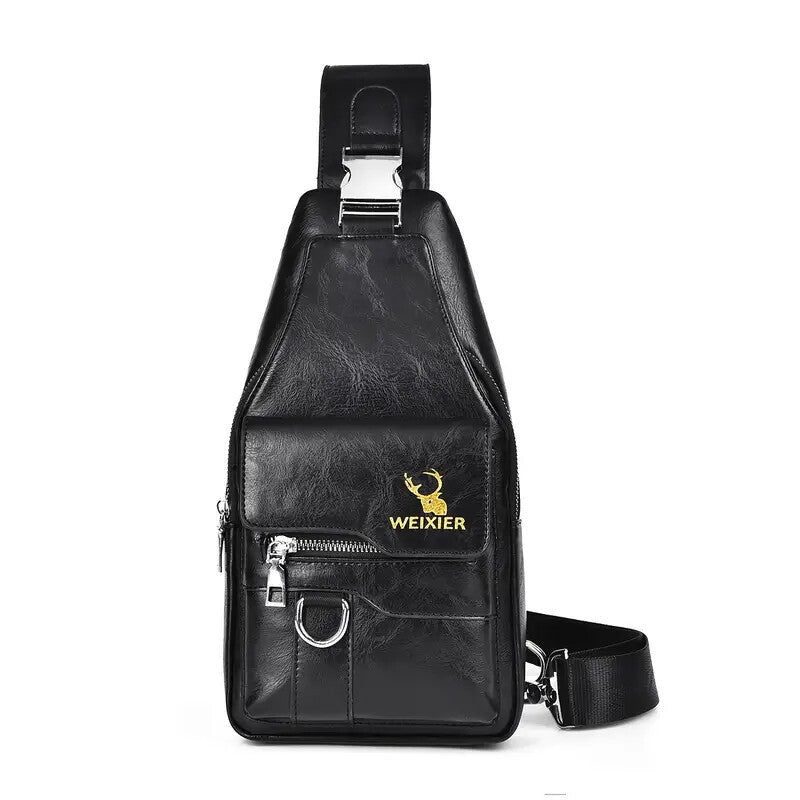 Premium PU Leather Vintage Chest Bag – Spacious Waterproof Crossbody with Multi-Compartment Design for Men-FREE USA SHIPPING