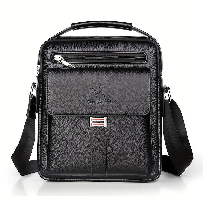 Leather Messenger Crossbody Shoulder Bag For Men Work Business Casual Adjustable Straps With  Metal Zipper-FREE USA SHIPPING