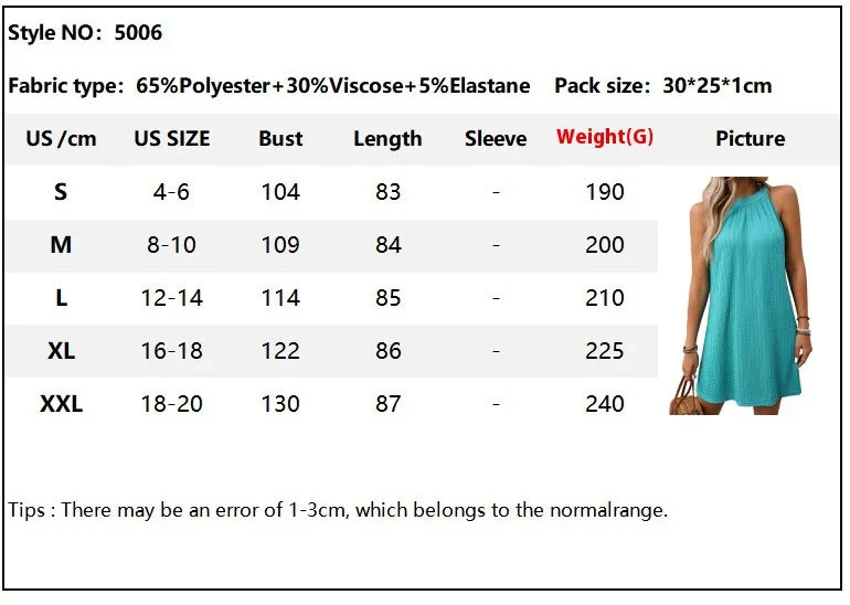 Round Neck Halter Loose Sleeveless Dress Women