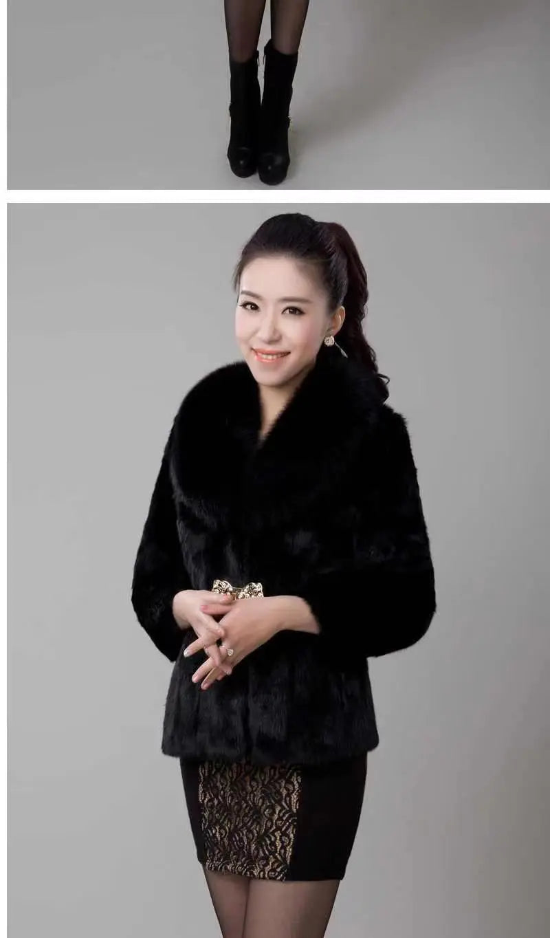Autumn And Winter Fur Coat Artificial Coat With Fox Fur Collar