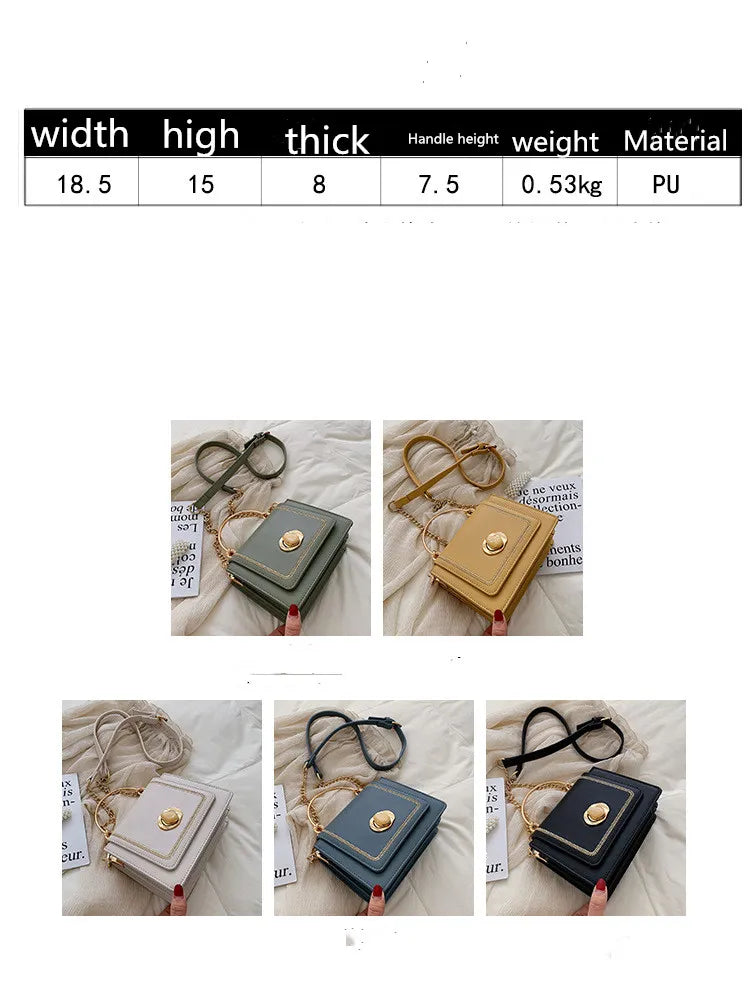 Sleek Metal-Lock Designer Shoulder Bag
