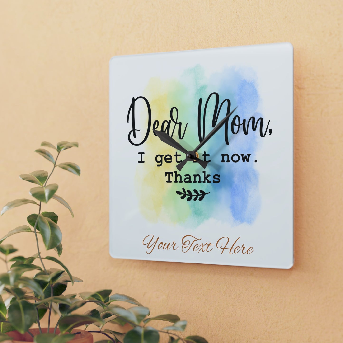 Acrylic Wall Clock- Personalize Gift With Mother's Day Messages