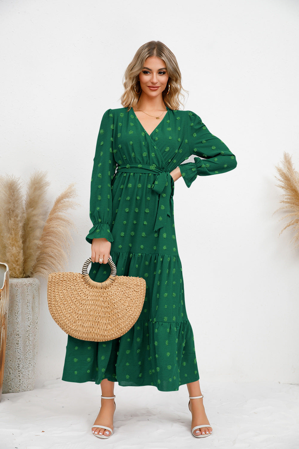 Solid Color Wide Hem Casual Dress Women's Clothing