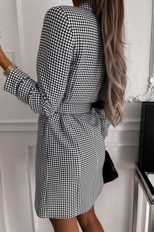 Fashion Printing Plaid Blazer Dress Women