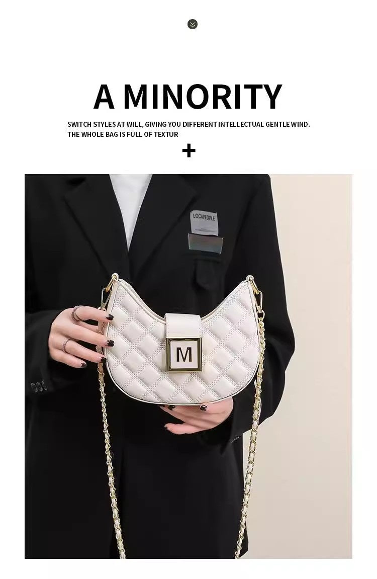 High-end New Fashion Rhombus Single Shoulder Underarm All-match Niche Texture Chain Messenger Bag