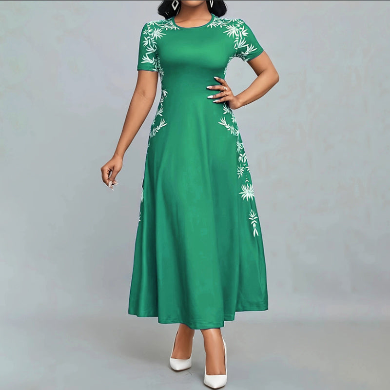 Women's Elegant Short Sleeve Maxi Dresses Casual Empire Waist Long Dress-FREE USA SHIPPING
