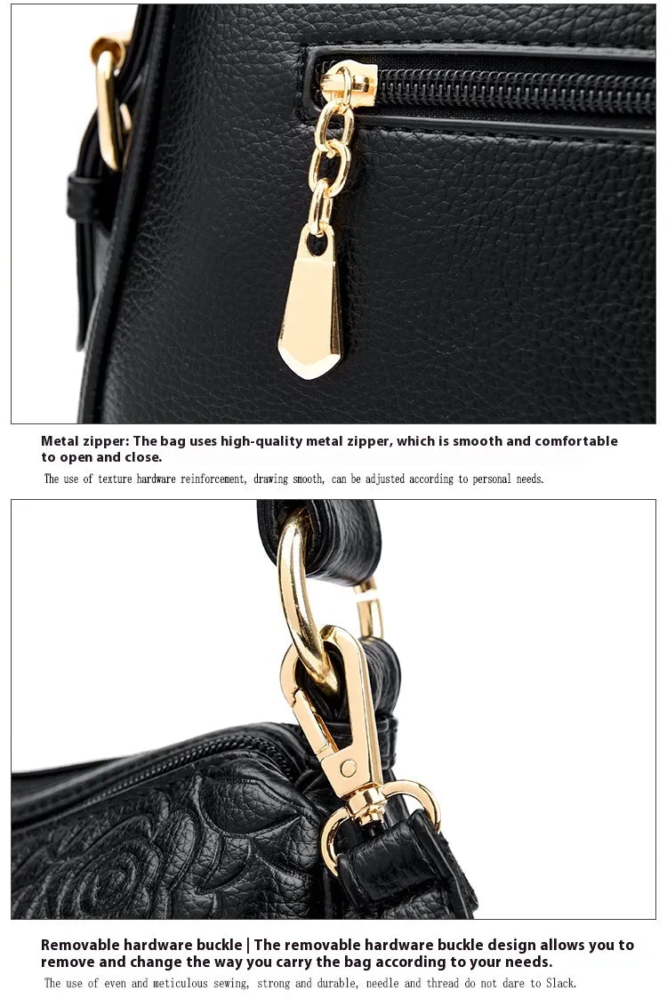 Soft Leather Textured Ethnic Style Simple Versatile Large Capacity Shoulder Messenger Bag