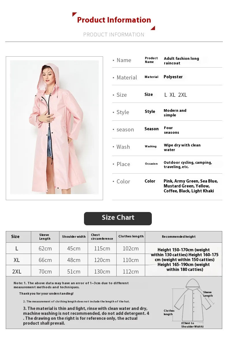Fashion Trench Coat Raincoat Lightweight Breathable Solid Color Long Sleeve