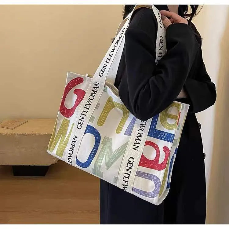 Large Capacity Canvas Women's Travel Tote Portable Shopping Bag