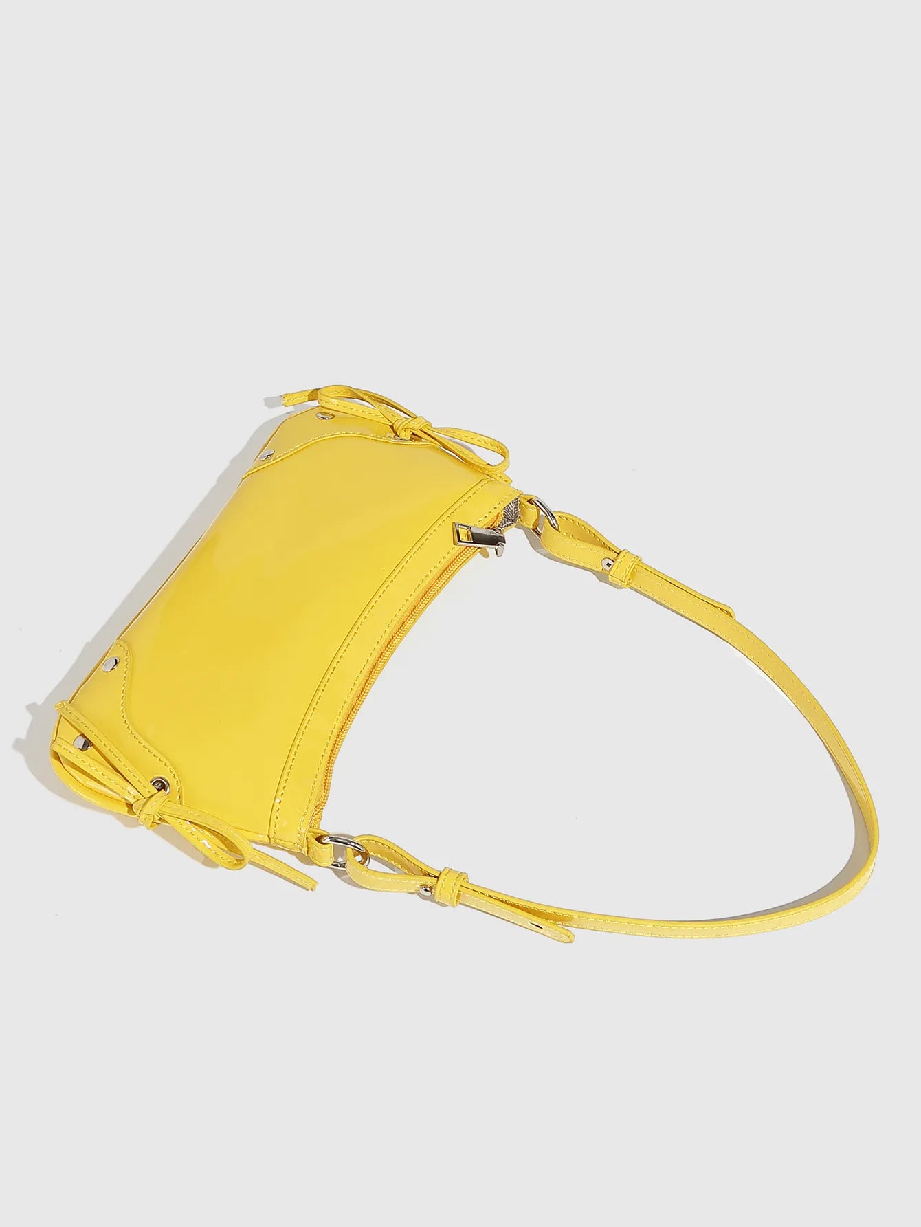 Solid Color Underarm Bag Shoulder Bag Double Bow Small Square Bag