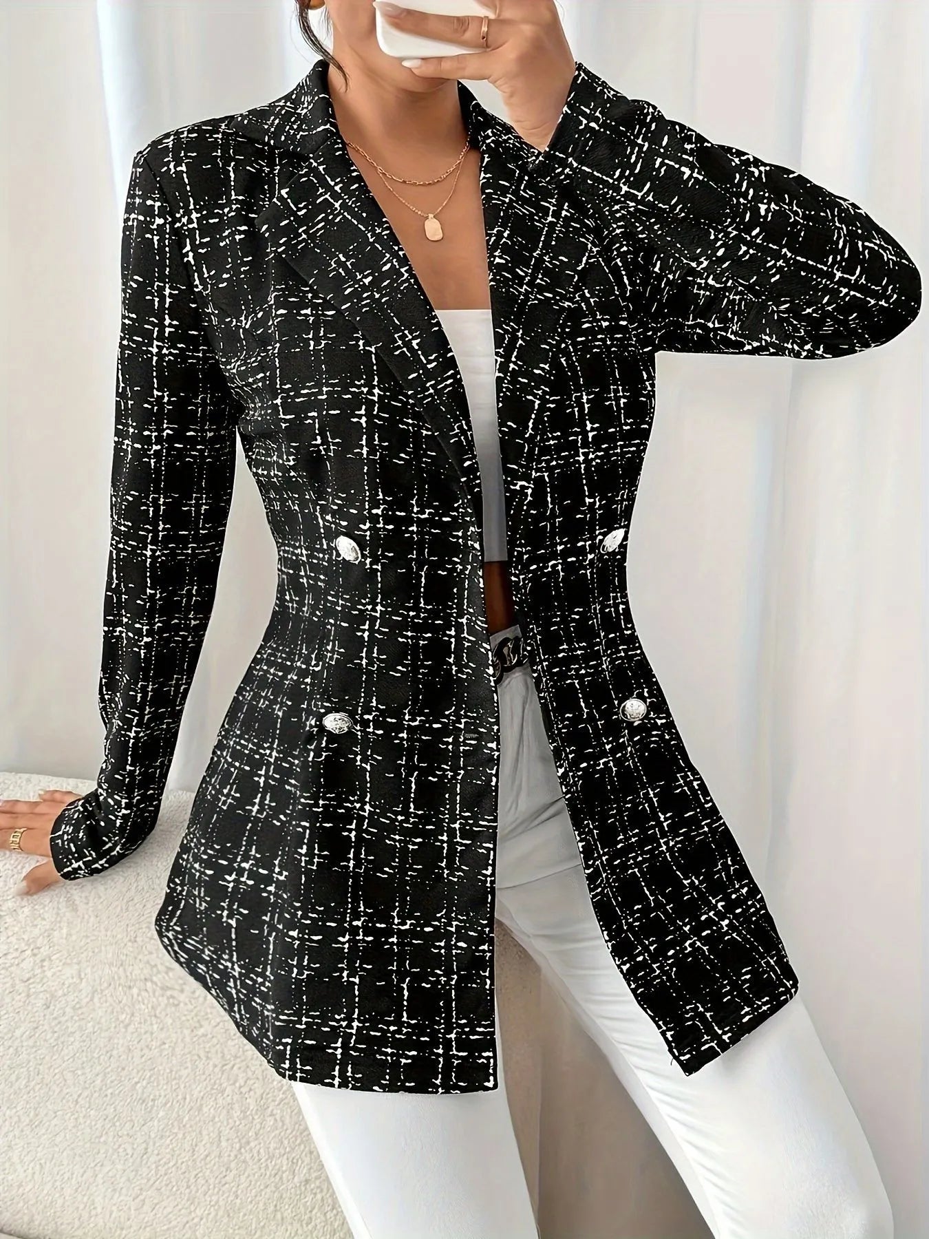 Plaid Slim Fit Elegant Graceful Women's Coat