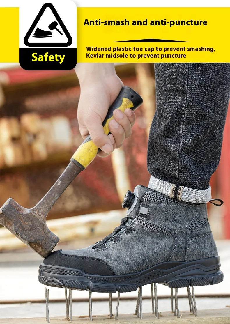 High Top Safety Shoes For Men All Seasons Anti-smash And Anti-puncture