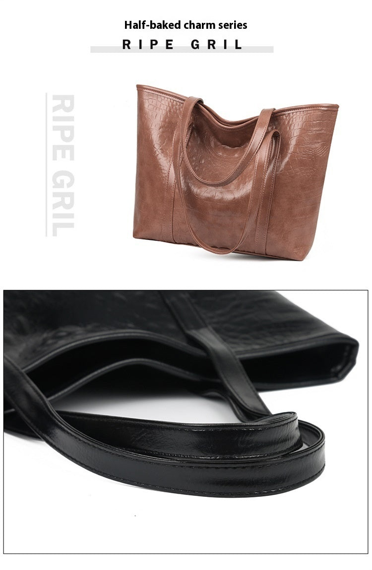 Women's Soft Leather Portable Large Capacity Shoulder Bag