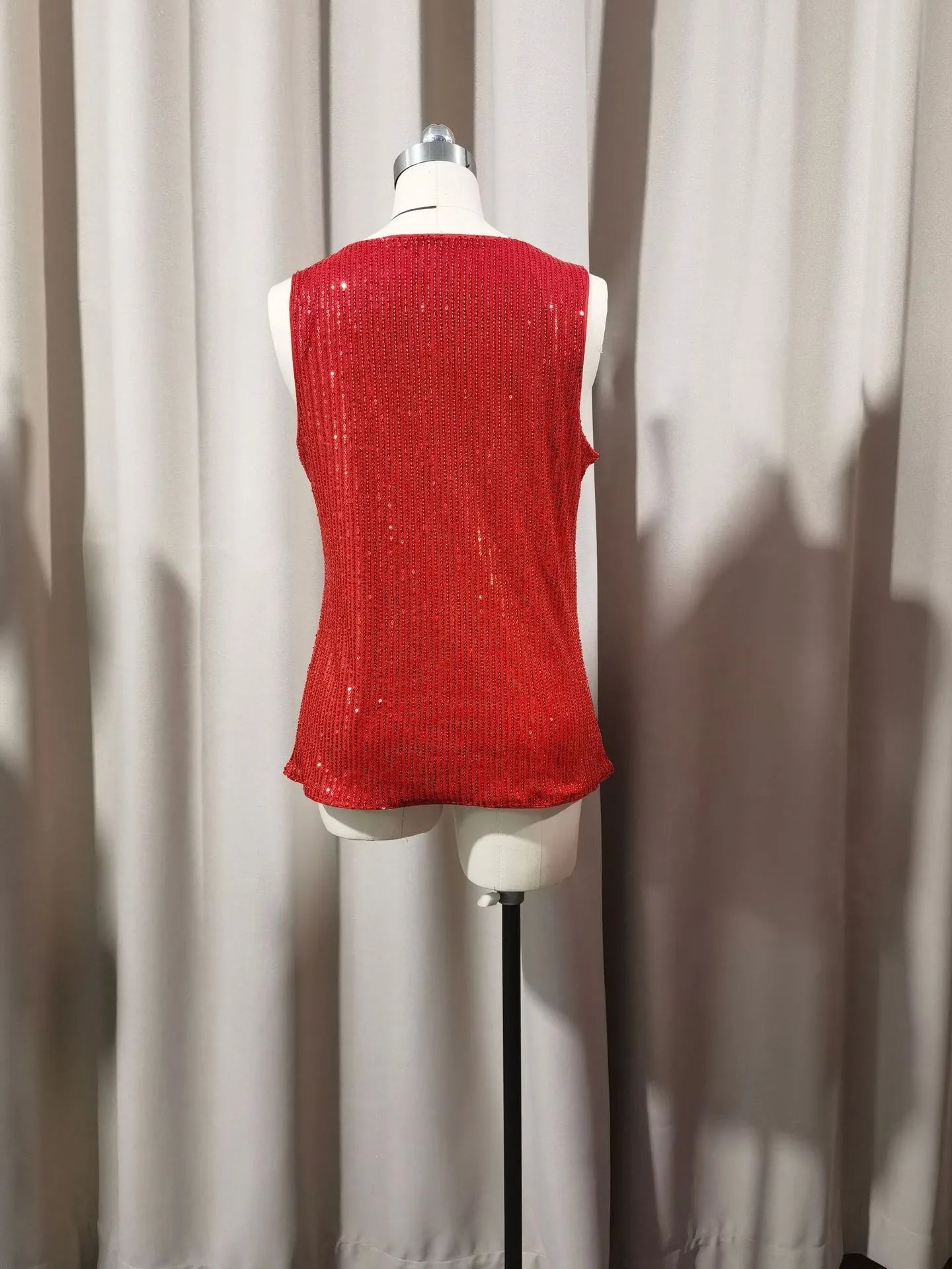 Sexy V-neck Loose Sequined T-shirt Outer Wear Inner Wear Women's Vest