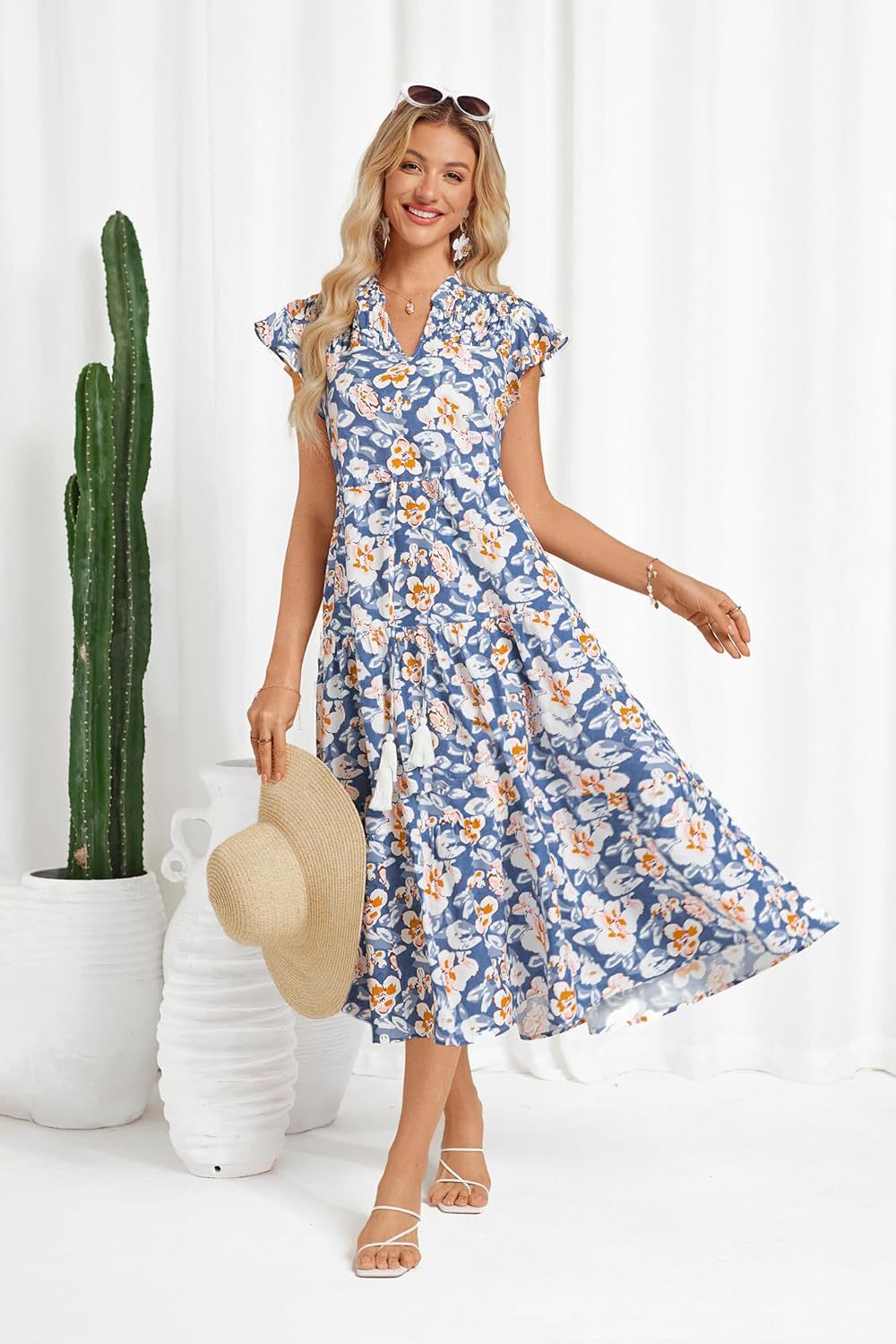 European And American Short Sleeve Tassel Bohemian Vacation Beach Dress