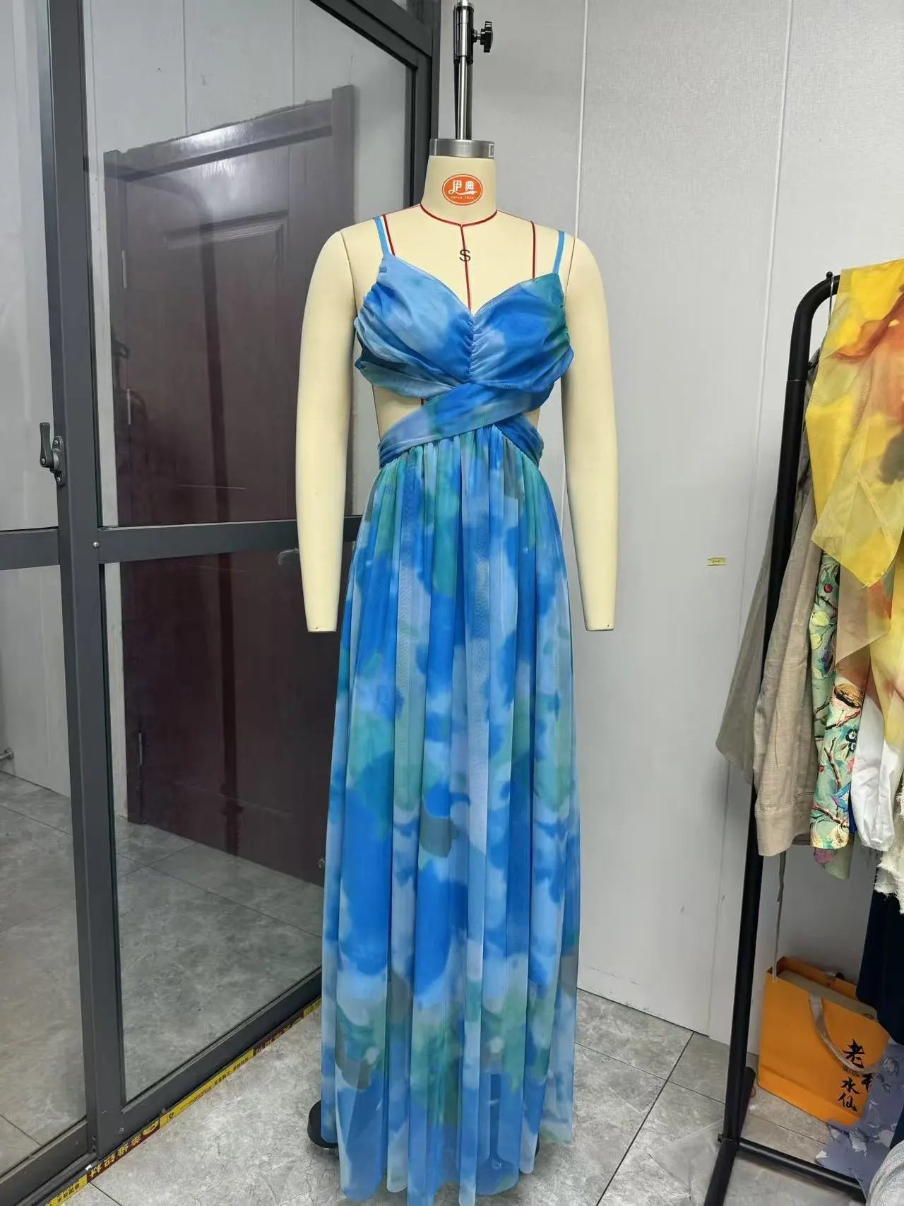 Mesh Printing Slip Dress Holiday Leisure Party