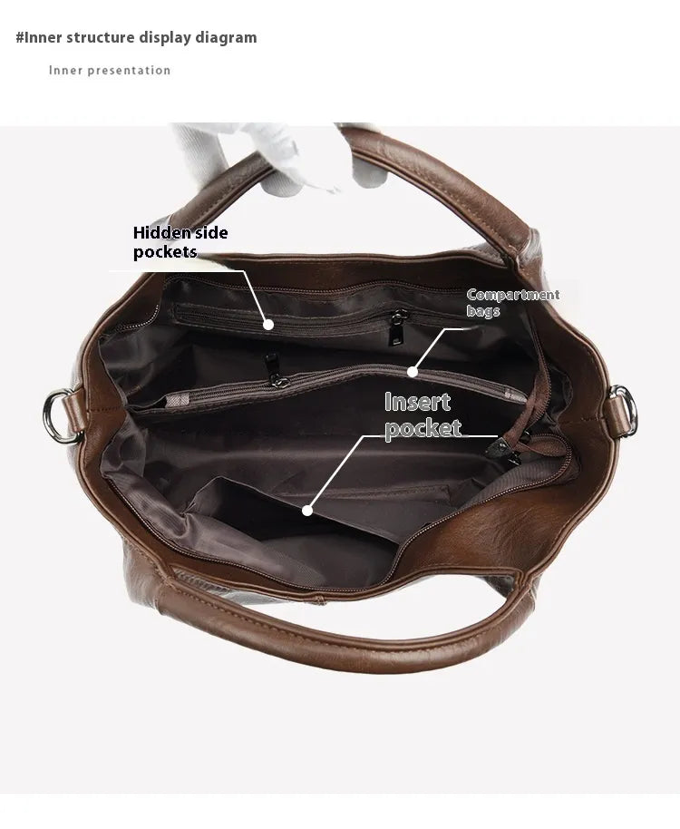 Soft Leather Handbag Women's Lightweight And Large Capacity Crossbody Bag