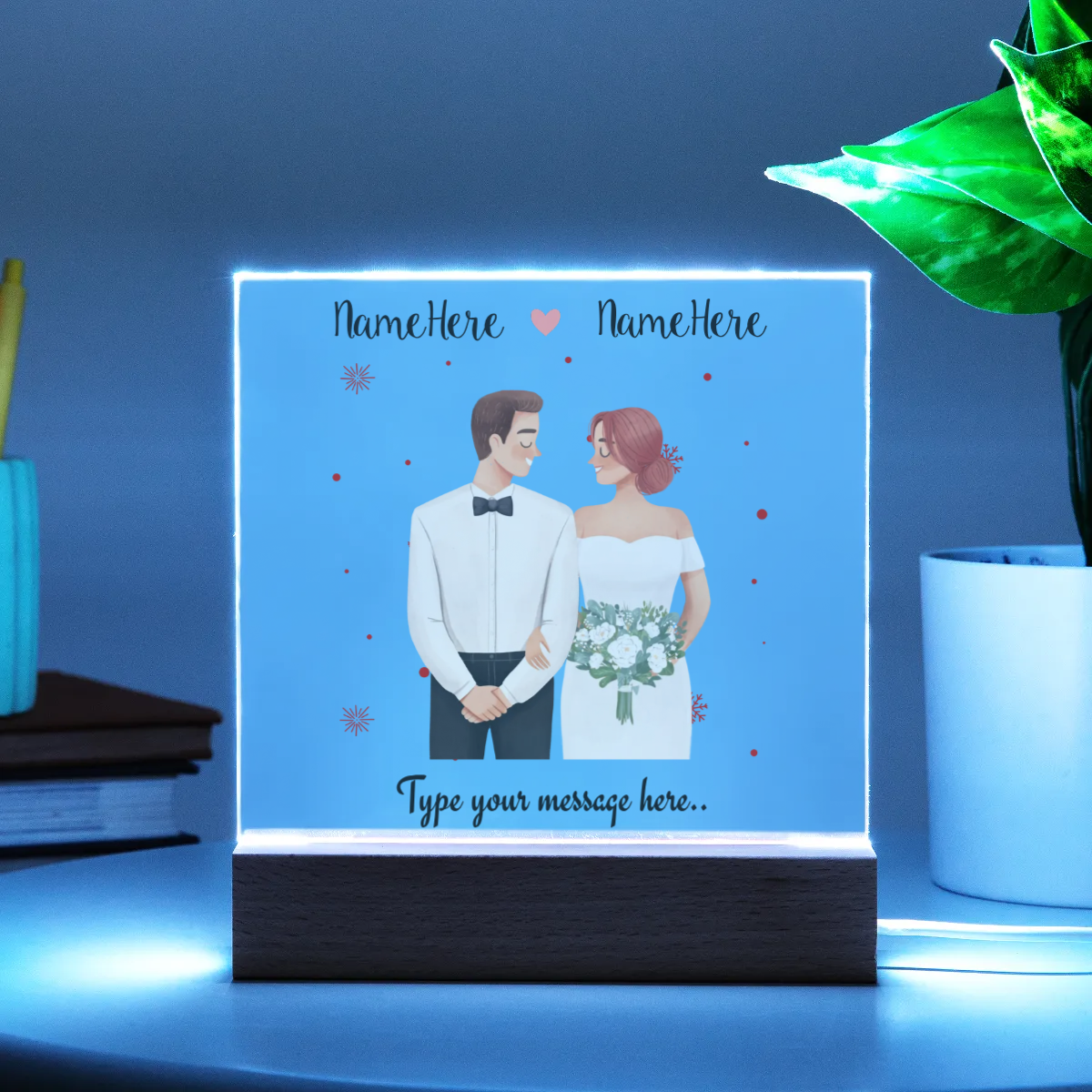 Acrylic Square Plaque - Personalize With Valentine Themes