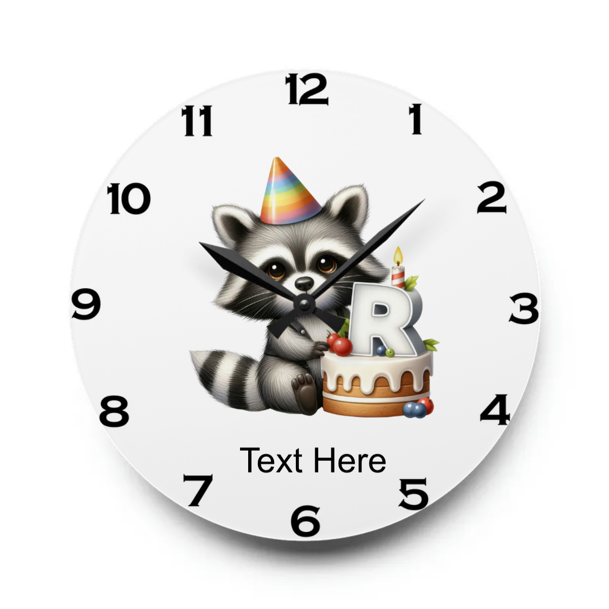 Acrylic Wall Clock - Personalize With Cute Birthday Animals