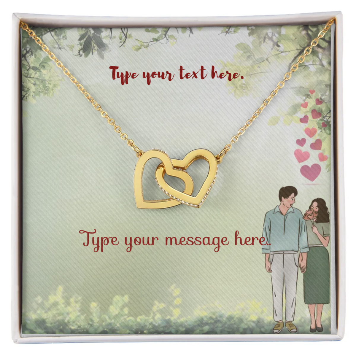 Interlocking Hearts Necklace - Personalize With Valentine Themes