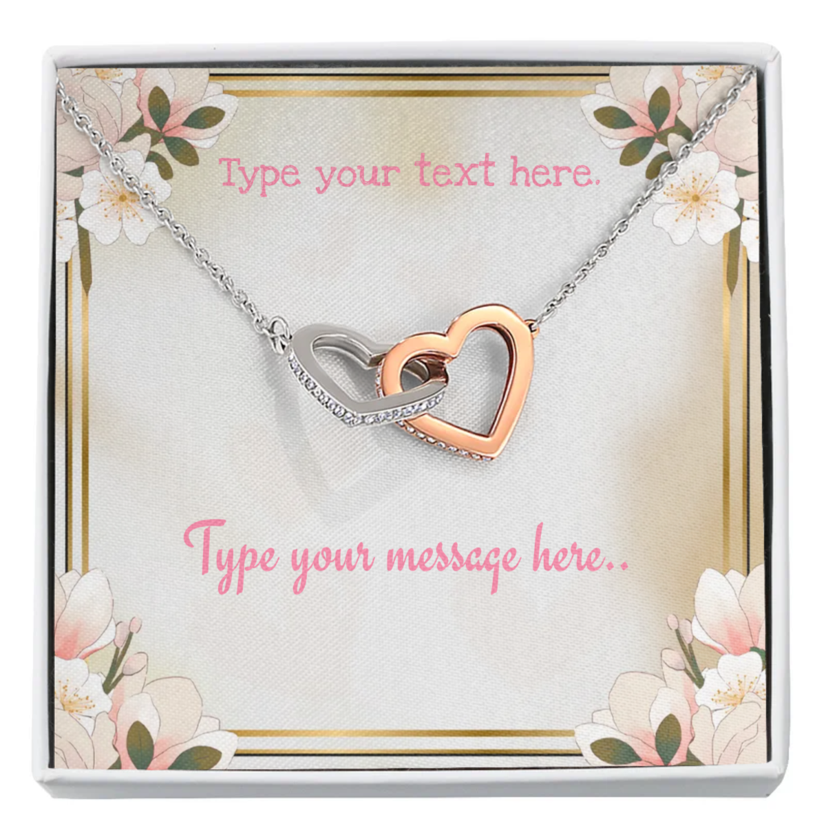 Interlocking Hearts Necklace - Personalize With Valentine Themes