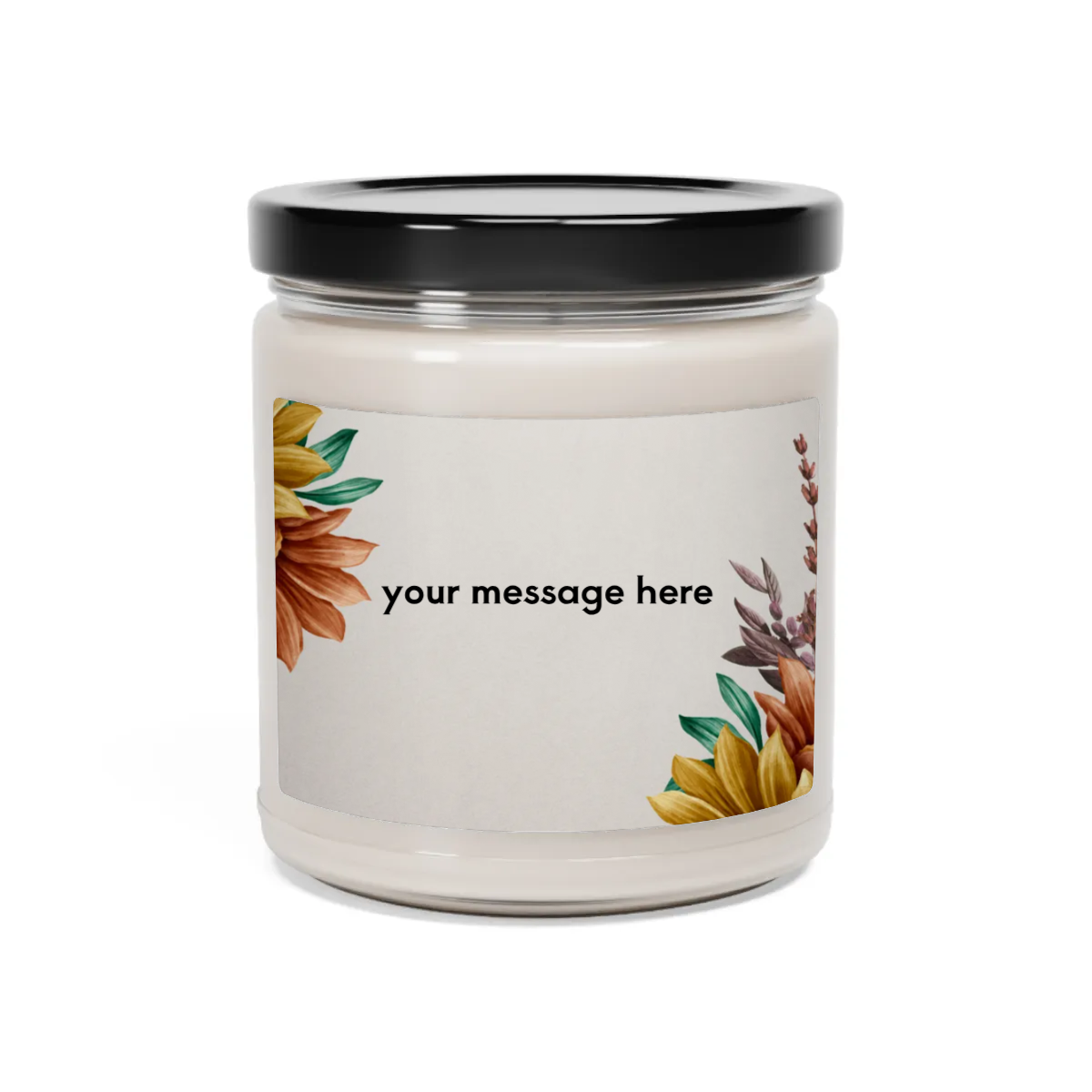 Scented Soy Candle, 9oz - Personalize With Floral Designs