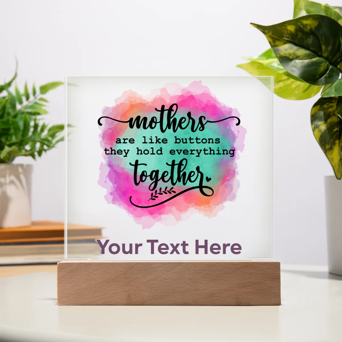 Acrylic Square Plaque - Personalize Gift With Mother's Day Messages